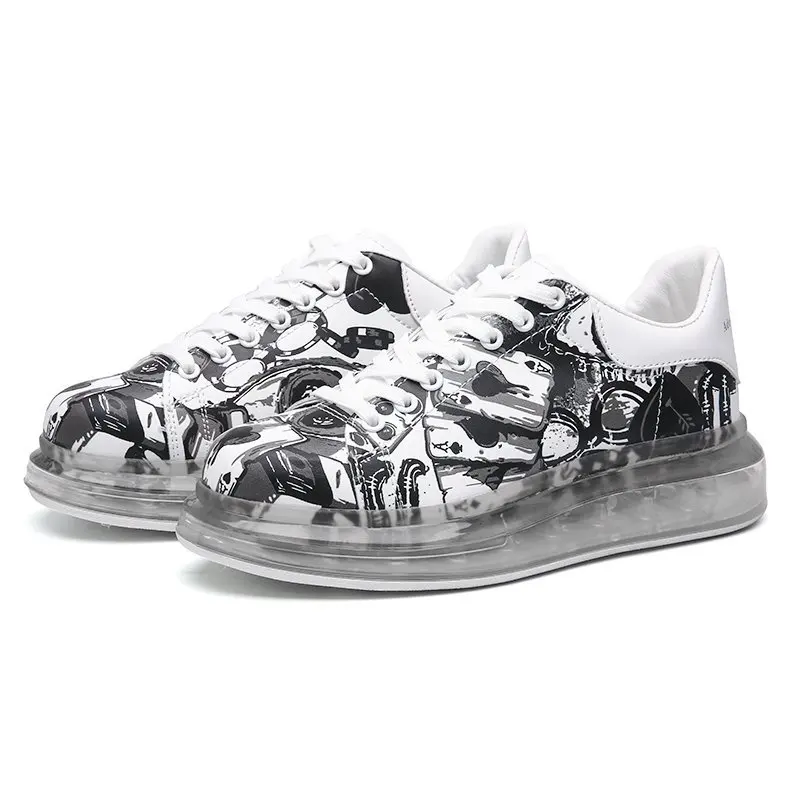 

Stylish Skateboarding Shoes Unisex Classic Graffiti Shoes Men Leisure Walking Shoe Cushion Skateboard Shoes Women Flat Sneakers