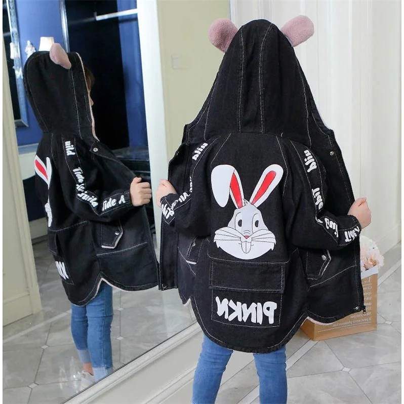 Детская джинсовая куртка для девочек модные пальто детская одежда осенне-зимняя