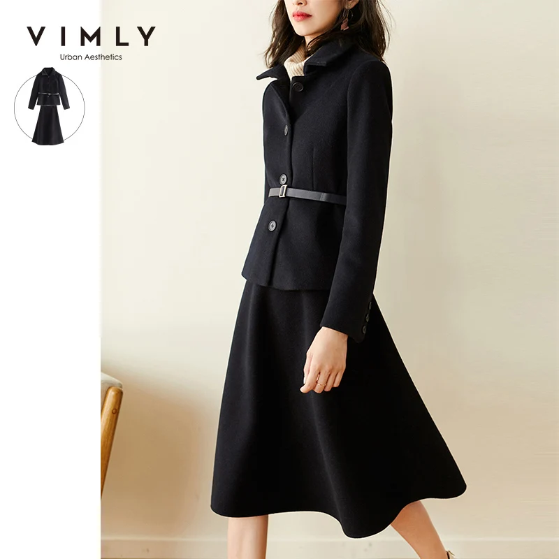 

Женский комплект одежды Vimly, элегантный однобортный короткий жакет с высокой талией, юбка до колен, одежда на осень и зиму, F3535