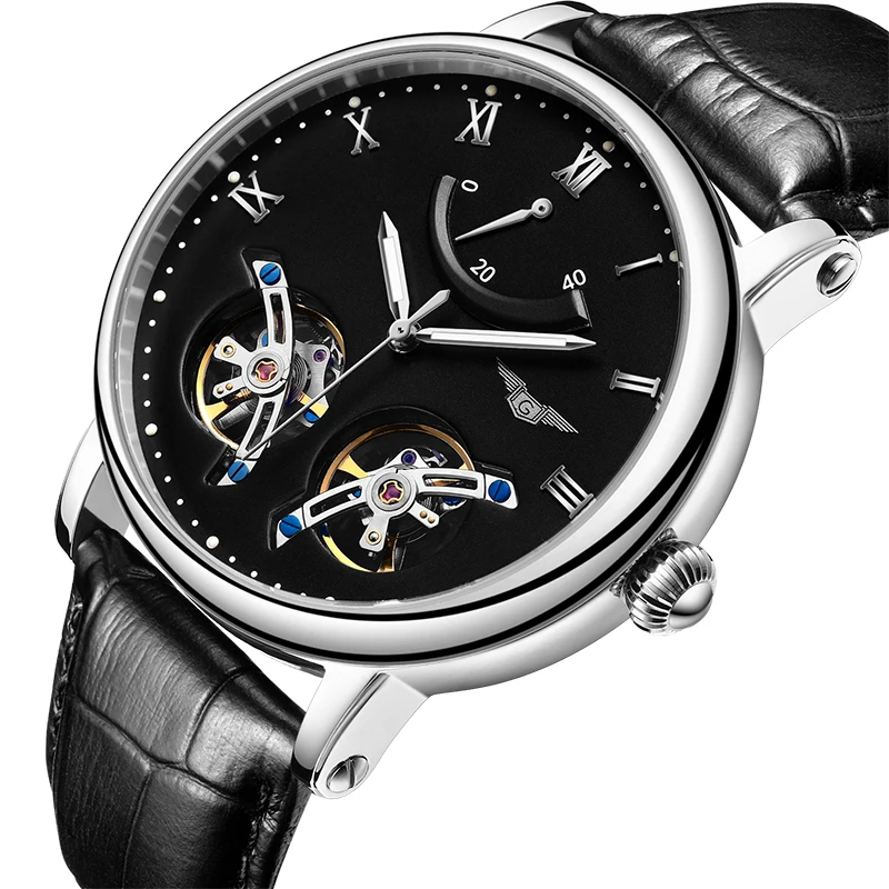 GUANQIN, двойные Tourbillon, автоматические часы, Роскошные, Relogio Masculino, водонепроницаемые, спортивные, брендовые, мужские, механические часы, наручные часы
