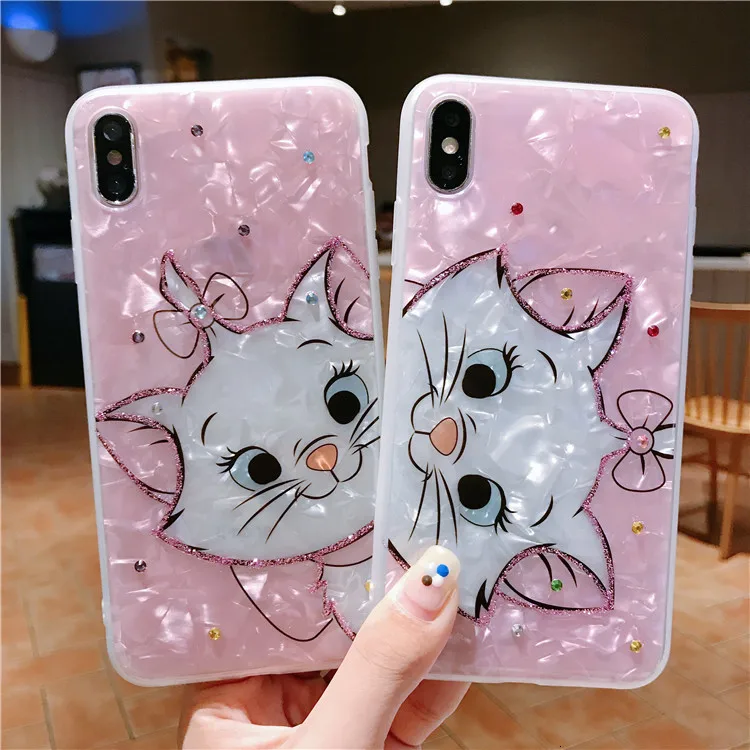 Мягкий чехол для телефона с блестками и бриллиантами Marie Cat для iphone6, 6s, 7, 8 plus, X, XR, XS, MAX, милый чехол с рисунком для девочек, высококачественный чехол