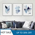 Абстрактная синяя геометрическая форма винтажный принт настенная Картина на холсте постер минималистичный хипстер настенный Декор Картина в скандинавском стиле для дома De