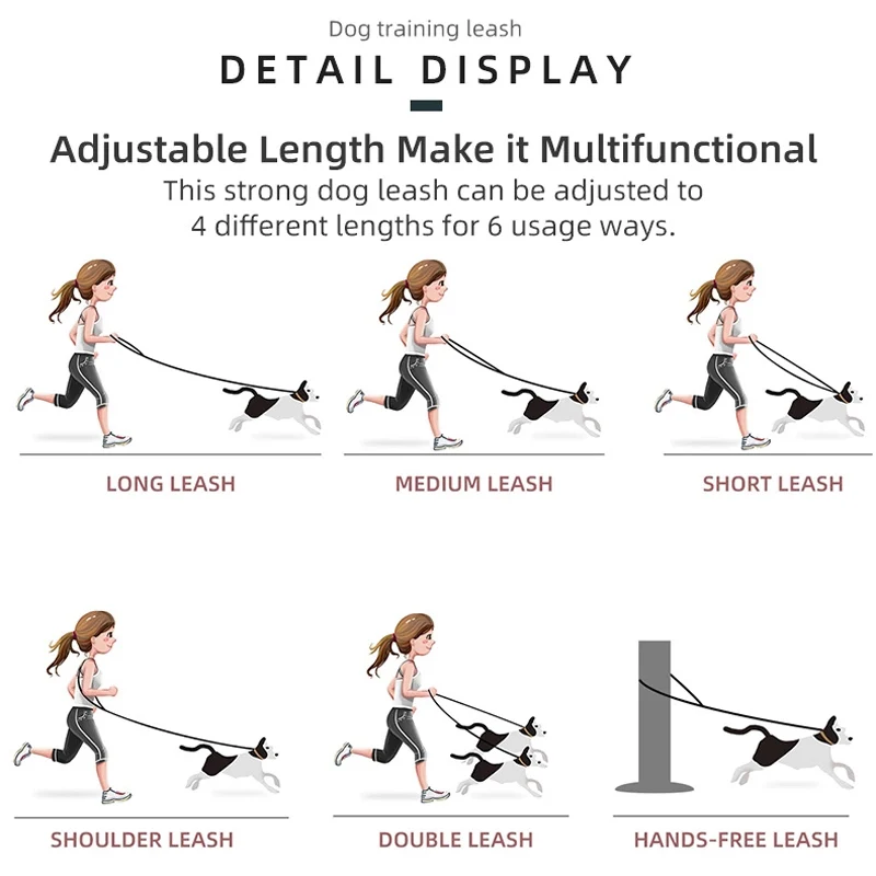 Многофункциональный нескользящий Светоотражающий Поводок для собак нейлоновый