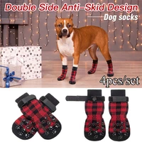 non slip pet socks cute indoor boots socks cotton pet christmas plaid socks for small medium large dogs cat dog supplies