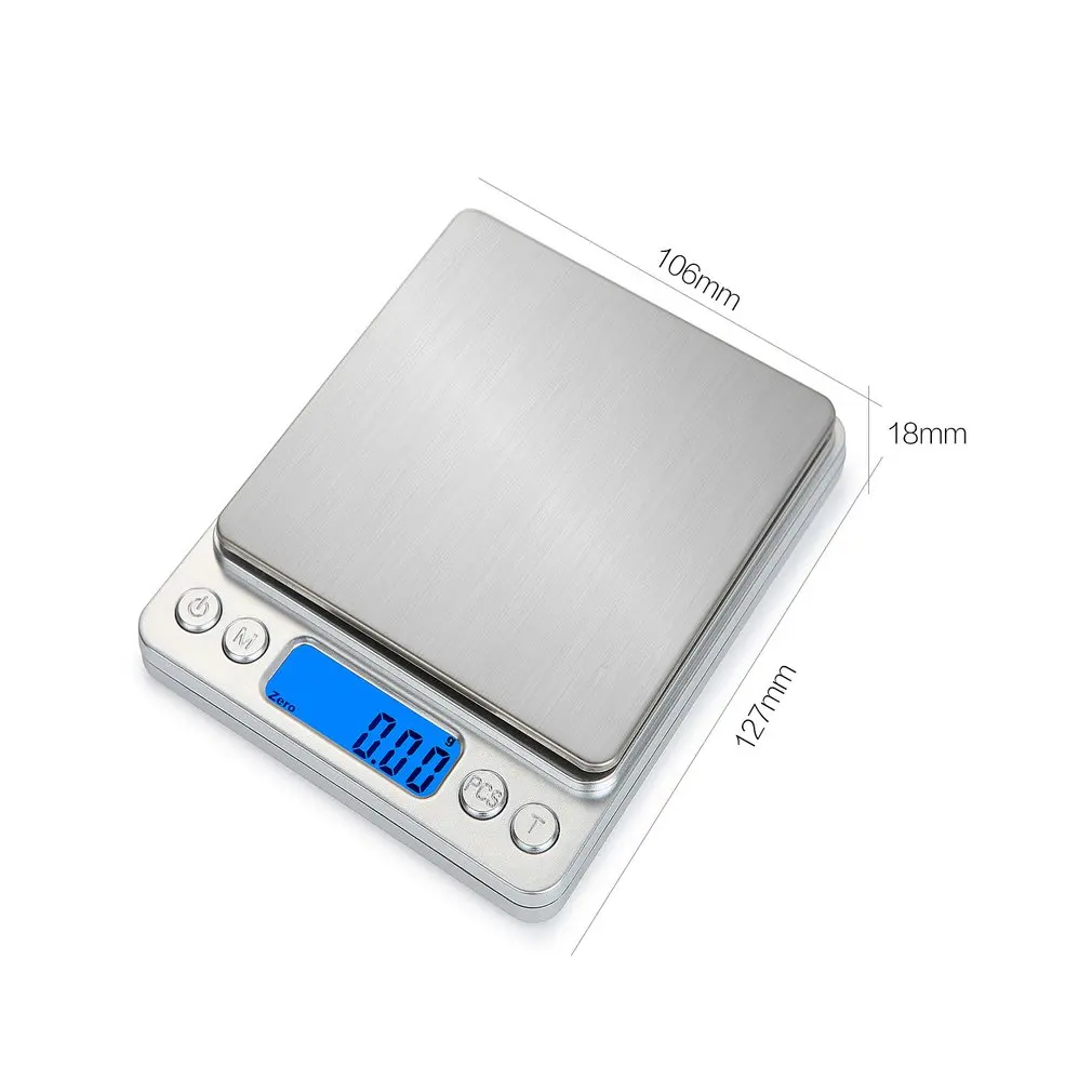 

HT-I200 1000/2000/3000g x 0.1g Portable Stainless Steel Electronic LCD display Food Scales Kitchen Jewelry Weight Digital Scale