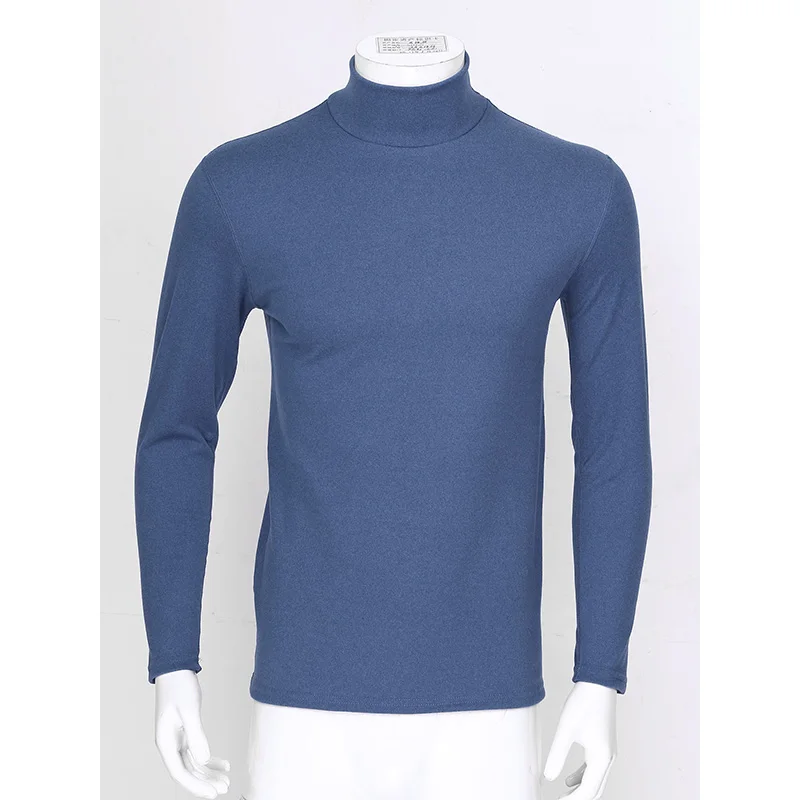 Autumn Winter Solid Color Thermal Underwear Tops Men's Base Layer Shirt Long Sleeve Turtleneck Stretchy Warm Undershirt for Male