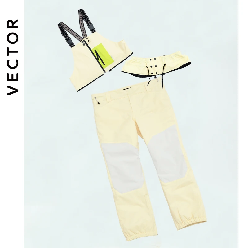 VECTOR Women Ski Pants Detachable Two-Wear Creamy Yellow Jumpsuit Waterproof Winter Warm and Windproof Outdoor Sports Snowboard | Спорт и