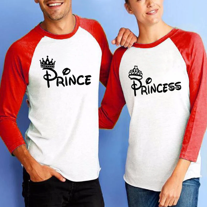 

Prince Princess Shirt Couple Tshirt for Her and For Him Valentine Day Gift Graphic Tees Women Streetwear Gothic Tops Fashion