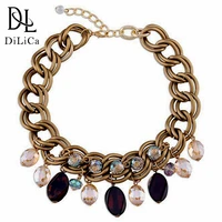 dilica womens crystal flower statement necklace female charms maxi necklacespendants bijoux femme collier