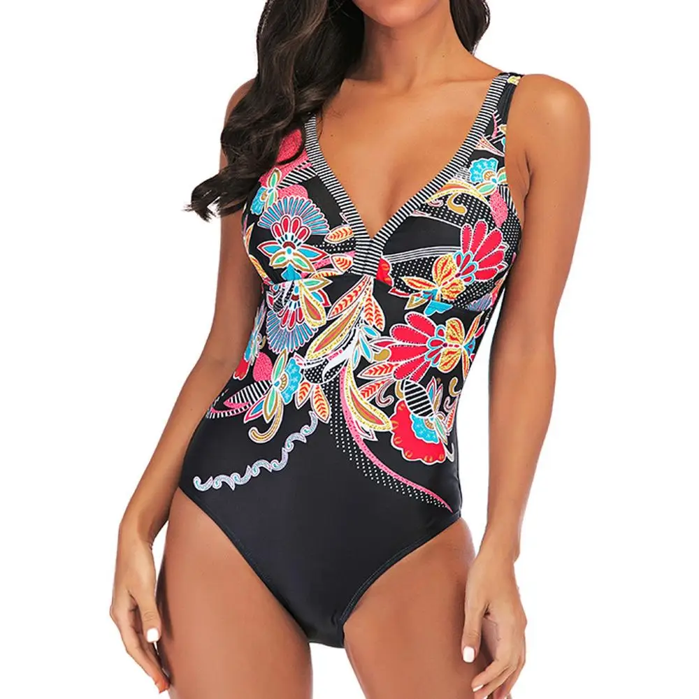 Летний комплект бикини с высокой талией для женщин плюс размер Танкини принтом