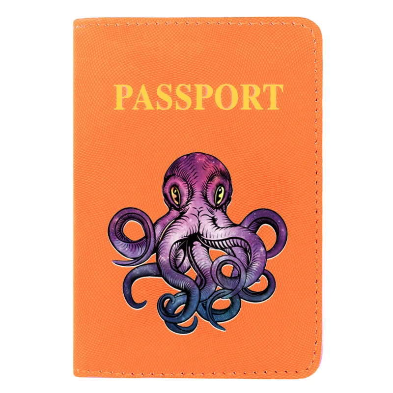 

Punk Style Octopus Printing Women Men Passport Cover Pu Leather Travel ID Credit Card Holder Pocket Wallet Bags