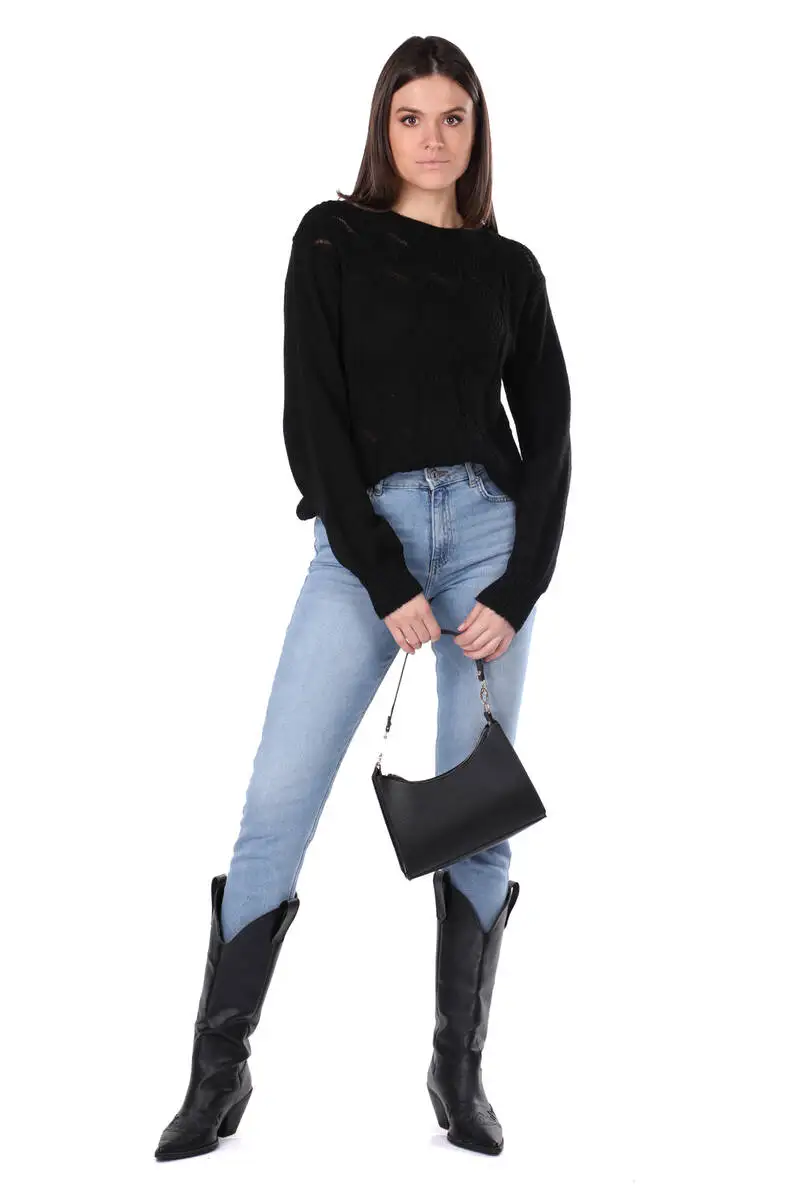 

Black Knitted Women Knitwear Sweater