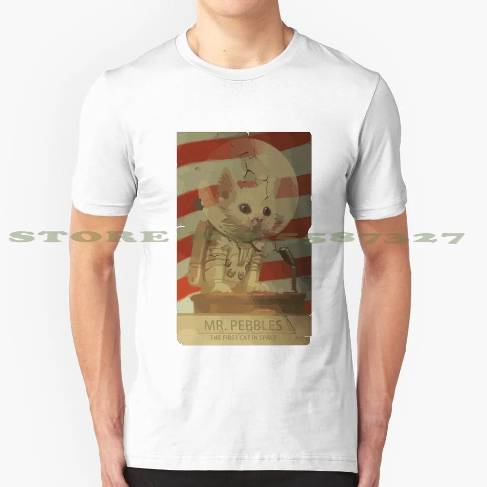Мистер галька-первая кошка в космосе черная белая футболка для мужчин женщин 101 111