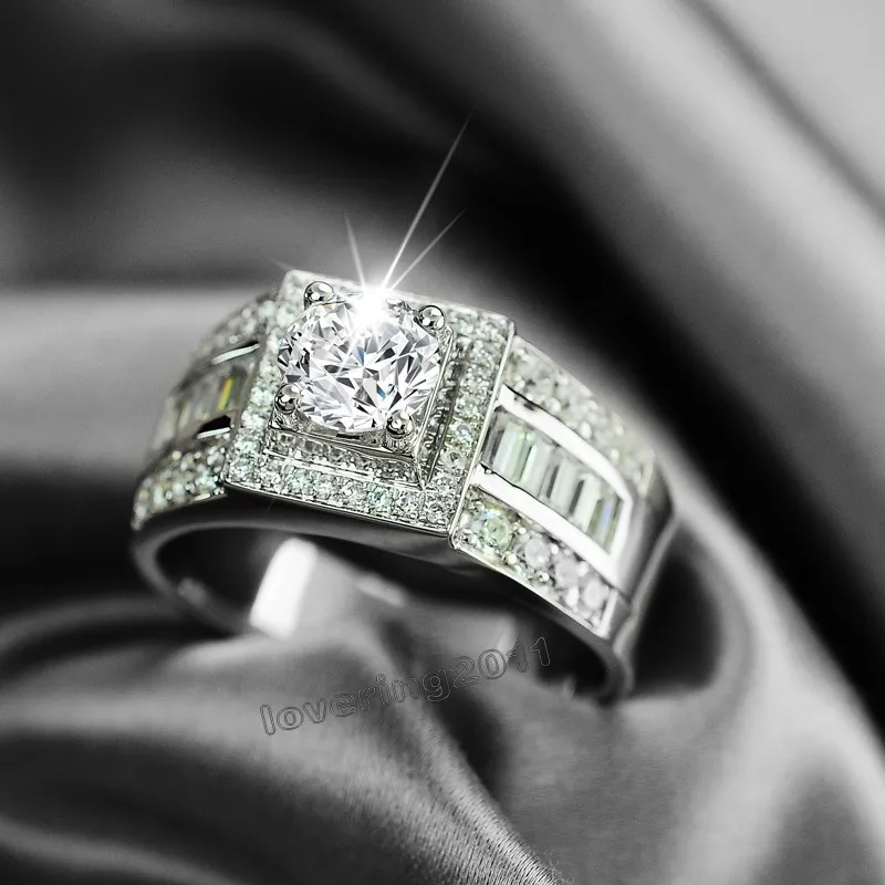 Оригинал настоящее 925 пробы серебряное кольцо колечко мужское 0.8ct лаборатория