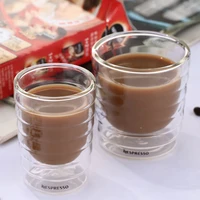 6pcsset coffee cup caneca hand double wall glass tea cups whey protein canecas nespresso coffee espresso 85ml 150ml thermal cup