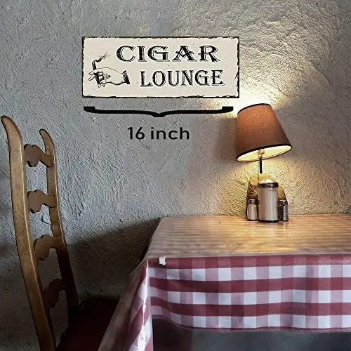 

Cigar Lounge Vintage Style Metal Tin Signs As Wall Decor, Decorative Coffee Bar Sign 6x16 inch