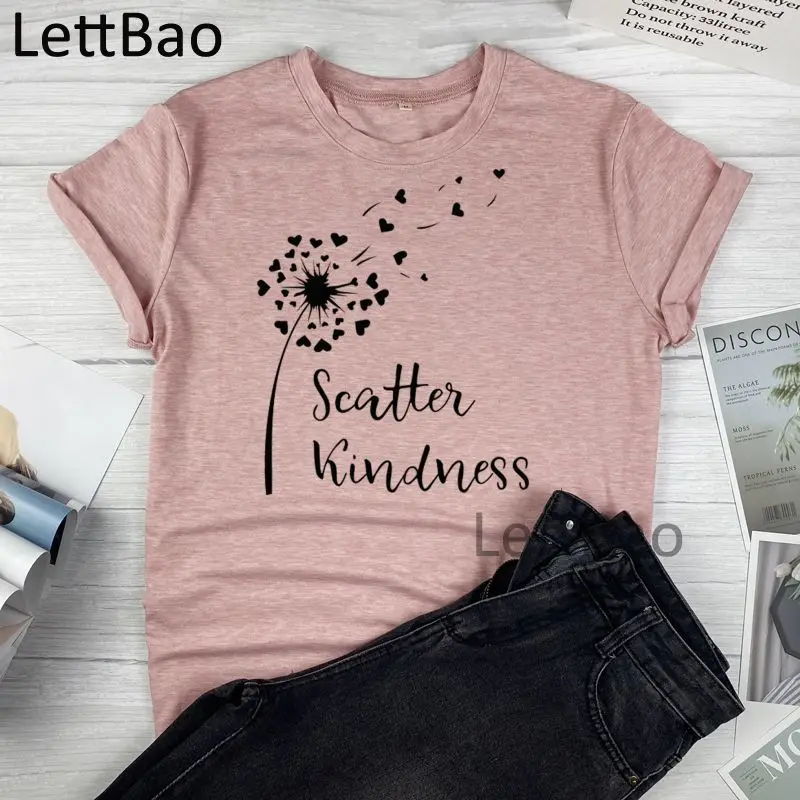 

Dandelion Spreading Love T-Shirt Women Tops Streetwear T Shirts Women Causal Graphic Casual Harajuku Tops Hip Hop T-shirts