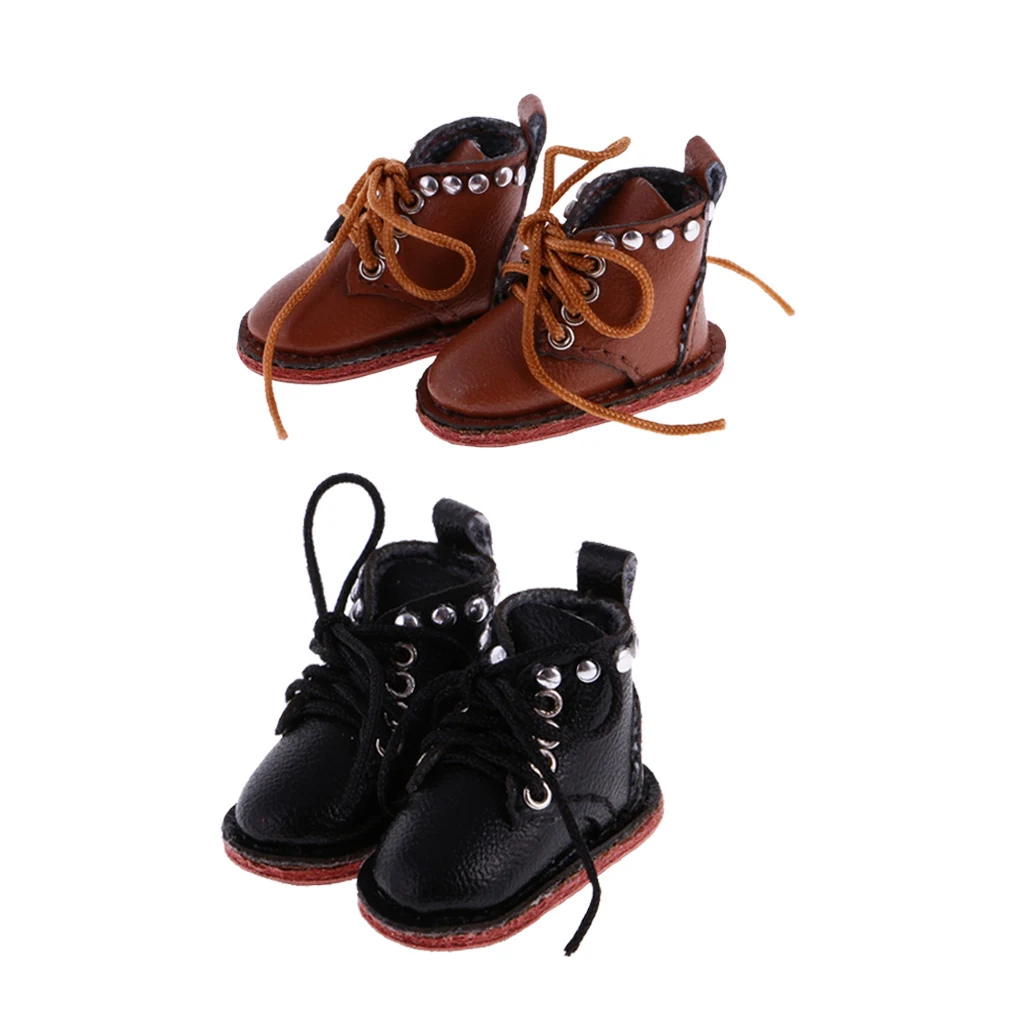 

2 Pair of Cute PU Leather Boots Shoes Fit for 12'' Blythe Doll Dress Up