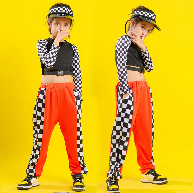 

Girls Jazz Dance Costume Children Hip Hop Crop Belt Top Black Set Kids Modern Dance Performance Outfit Catwalk Show Clothes