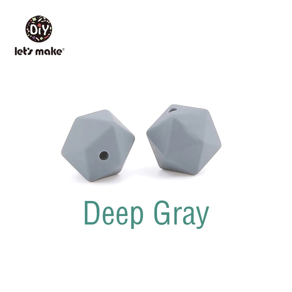Deep Gray Let's Make 10 шт. 14 мм Силиконовые Бусины шестиугольник Bpa Бесплатно Силиконовый Прорезыватель Diy Прорезыватель для зубов Детские Жевательные Аксессуары Детские Прорезыватели - Цвет: Deep Gray