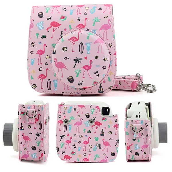 Pink Bird Для Fujifilm Instax Mini 9 8 8+ аксессуары для камеры Художественная масляная краска искусственная кожа мгновенная камера сумка на плечо защитный чехол - Цвет: Pink Bird
