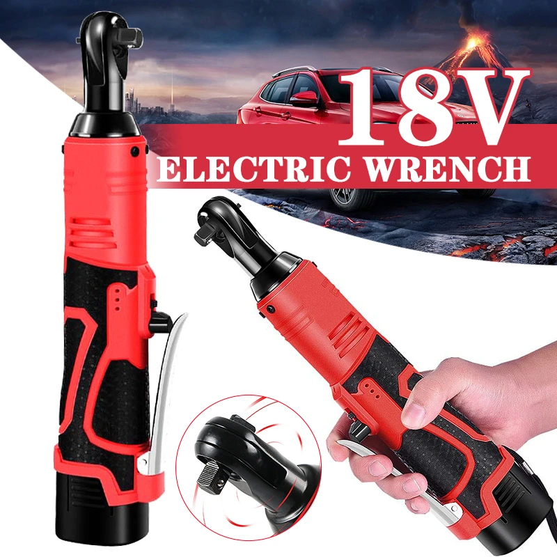 18V Electric Screwdriver Cordless Wrench Rechargeable Battery 90 Degree Ratchet Wrench for Removal Screw Nut Car Repair Tools