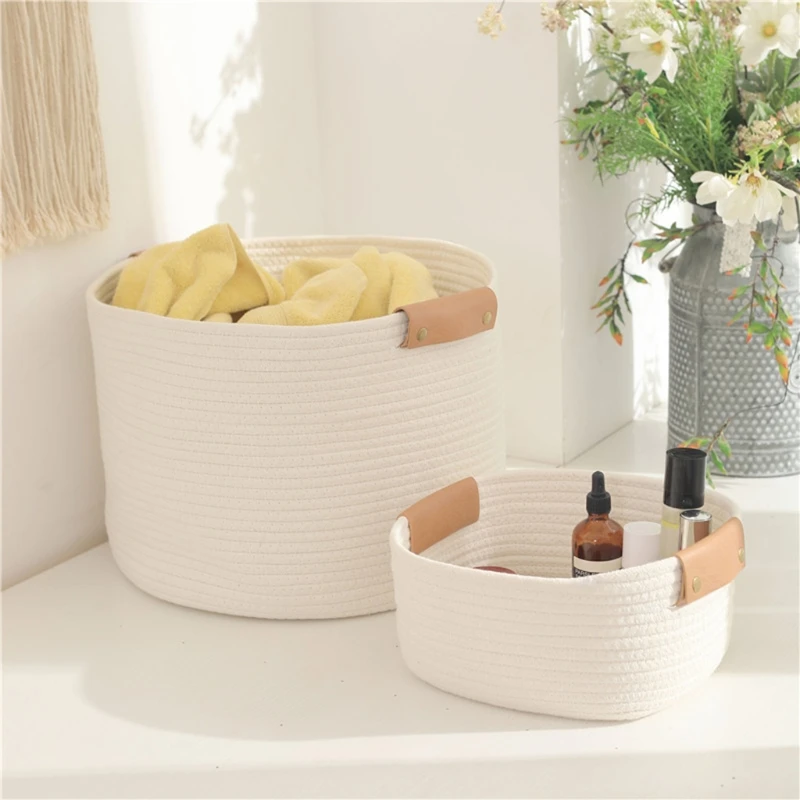 

Hand Woven Clothing Laundry Basket Clothes Storage Bucket Toys Container Cosmetic Sundries Holder
