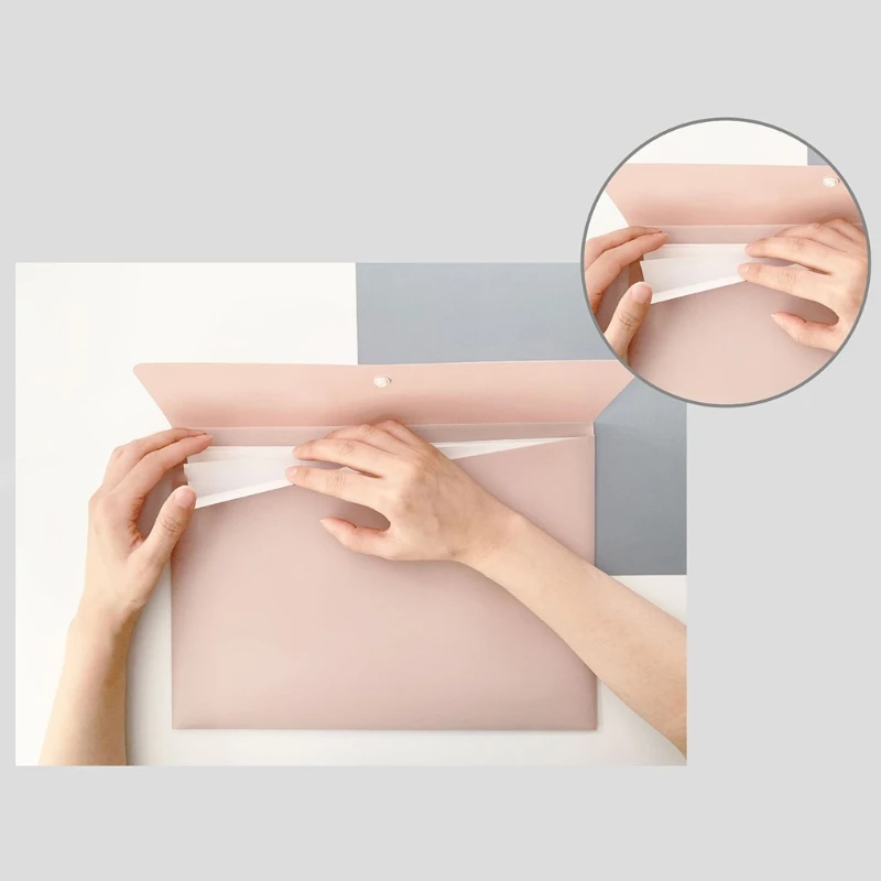 

A9LC 1PC A4 High-Grade PP Folder 12.60X9.06 Lock Button Design Large Capacity Envelope Document Bag Office File Organizer Bag