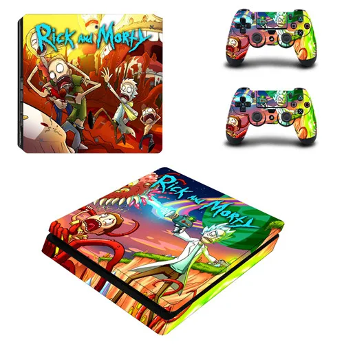 P4SQB0203 Rick and Morty полное покрытие лицевые панели PS4 тонкая кожа Виниловая наклейка, стикер для консоли Playstation 4 и контроллеров PS4 Slim Skin - Цвет: P4SQB0203