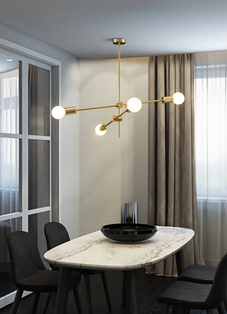 

Волшебные фасоли молекулярной позолоченная люстра вращающийся регулировки класса люкс латунь Цвет жизни Обеденная Спальня Ins ветер лампы ...