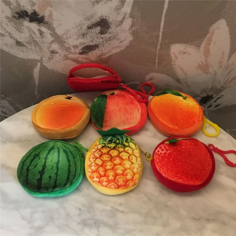 Милый маленький 8 см фруктовый мешок для монет плюшевый Кошелек маленькой