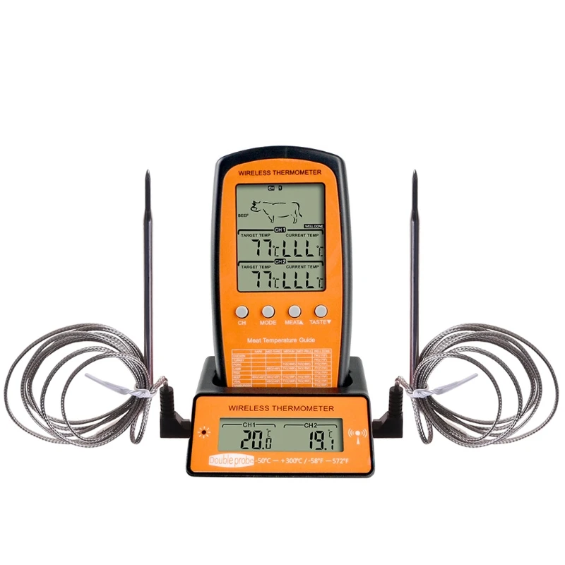 

Digital BBQ Thermometer Wireless Kitchen Oven Food Cooking Grill Smoker Meat The