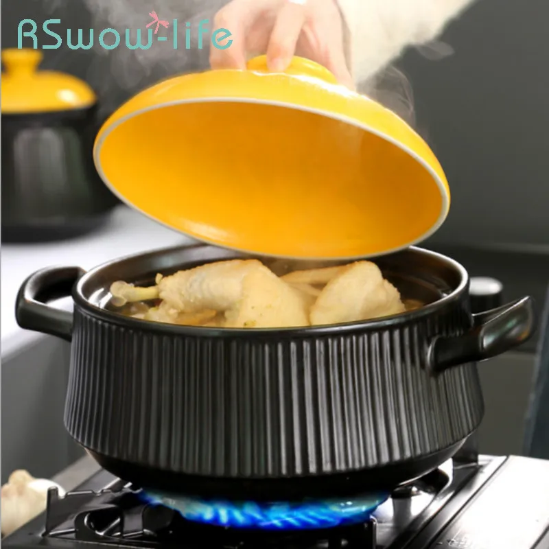 Kitchen Household Gas Stove Soup Pot Stone Pot High Temperature Resistant Large Capacity Ceramic Pot Kitchen Utensils Soup Pot