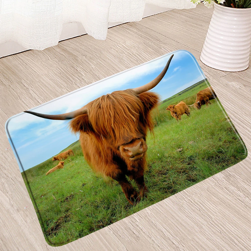 

Cattle Bath Mat Animal Cow Bathroom Rugs Non-Slip Mats Water Absorbent Pad Shower Room Living Kitchen Toilet Foot Pedal Carpet
