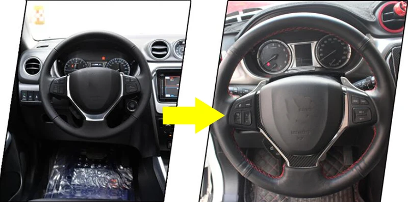 Наклейка из углеродного волокна на руль, декоративные блестки для Suzuki Vitara