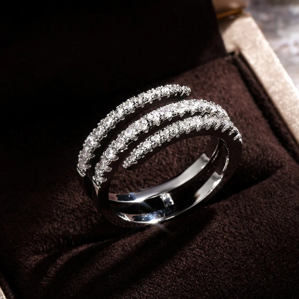 ZHOUYANG три круга обмотки кольцо для женщин Kpop серебристый циркониевый ювелирное
