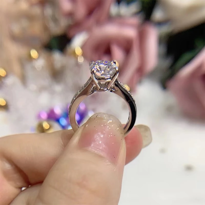 9 к кольцо из белого золота для подарка 1ct 2ct 3ct лабораторный Муассанит DF цвет 4 когти настраиваемые тонкие ювелирные украшения алмазные кольца для возлюбленной