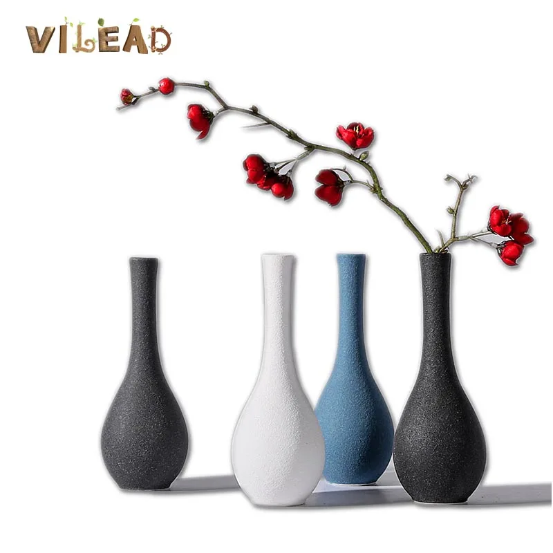 4 вида керамической матовой вазы VILEAD с длинным горлом для гостиной винный шкаф