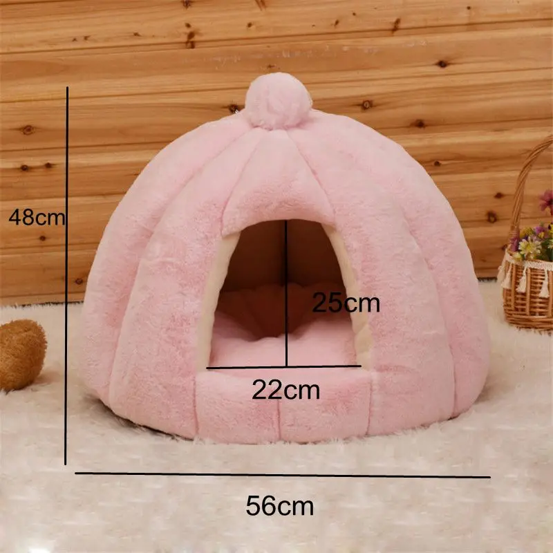 

Winter Warm Pet dog Bed Kennel Cat House Sleeping Bag Pumpkin Puppy Cushion Mat Cat Accessories House For Cats Cama Gato