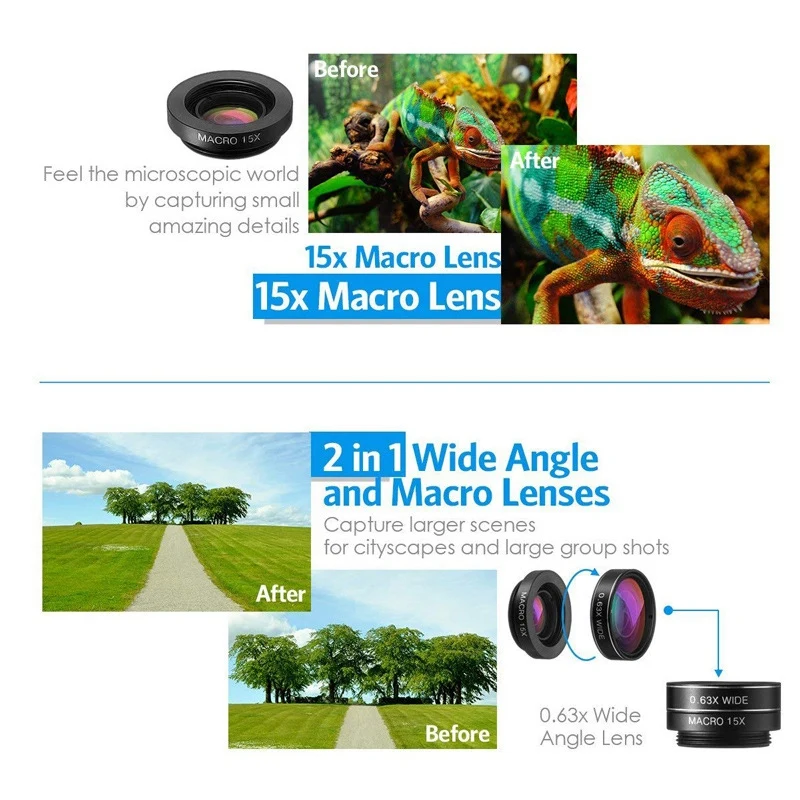 

Camera Kit 12X Zoom Lens for Smartphone Telescope Camera Lente Phone Telescope Fisheye Macro Lens Tripod Clip