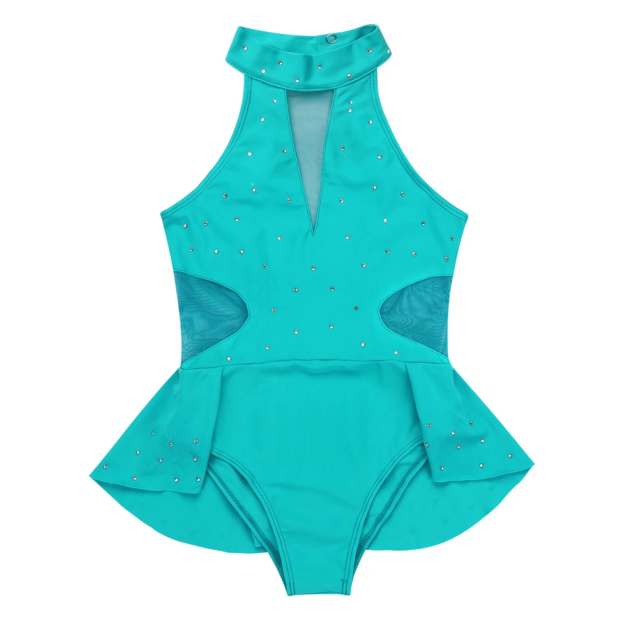Kids Girls Gymnastic Leotard Shiny Glitter Mesh Splice Ballet Dance Dress for Modern Contemporary Ballroom Stage Performance