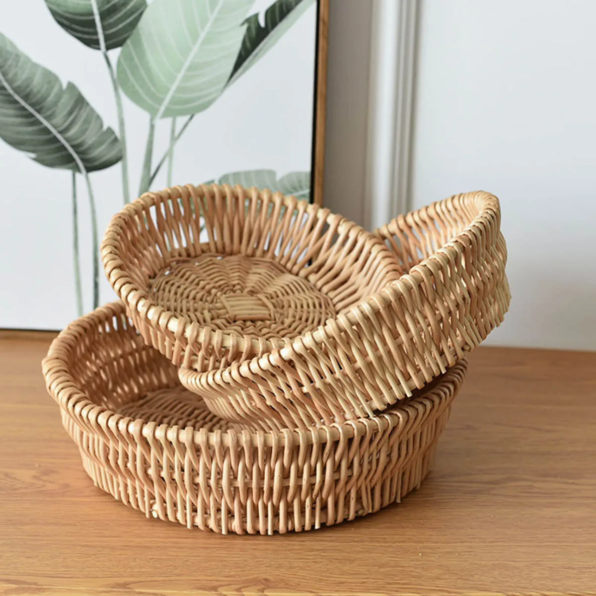 

Woven Storage Boxes Rattan Storage Container Bread Baskets Toys Basket Home Kitchen Bathroom Cosmetic Stationery Organizer Box