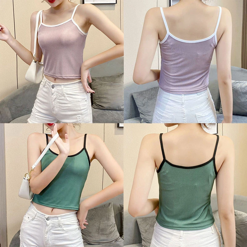 

Summer Women's Tops Sexy Crop Tank Tops Women Lingerie Tops Padded Slim Sleeveless Cotton Crop Tank Tops For Women Camisole