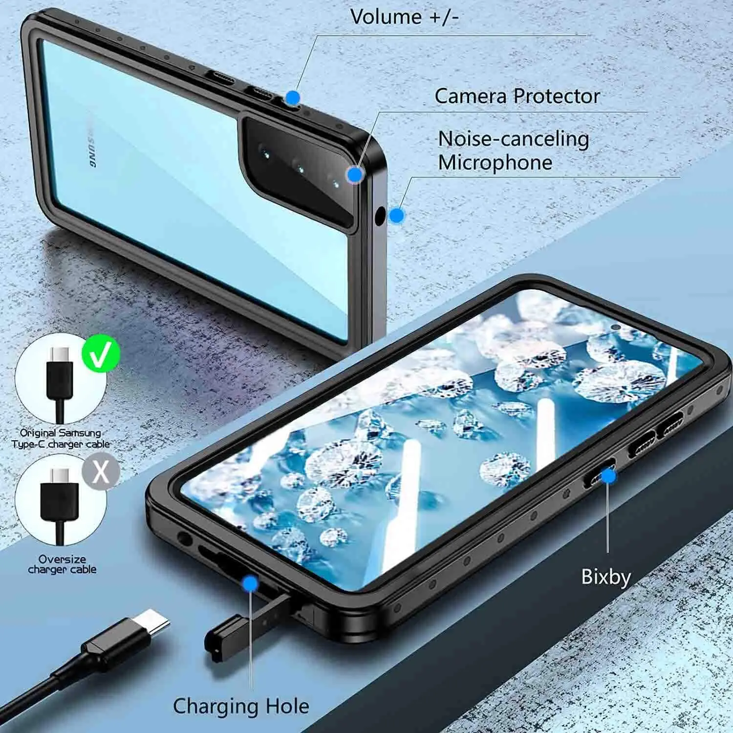 Водонепроницаемый чехол для Samsung Galaxy S21 S20 S10 S9 S8 Plus Note 9 8 10 20 ультраударопрочный