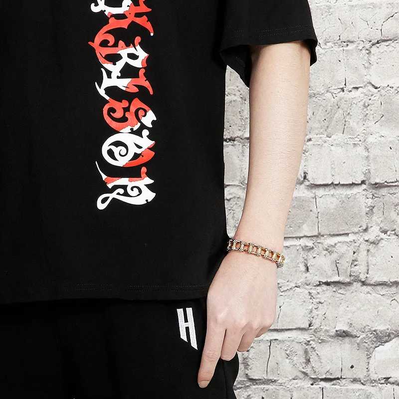 Радужный Байкерский браслет из нержавеющей стали для мужчин и женщин