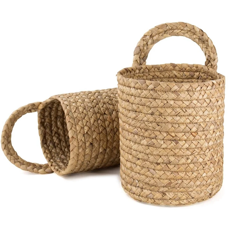 

Морские водоросли тканые корзины, для хранения комплект из 2 предметов, настенные подвесные корзины-органайзер, садовые корзины для растени...