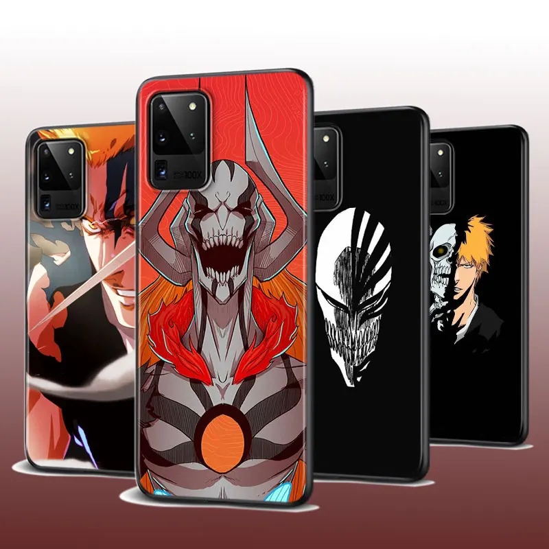 

For Samsung S22 S21 S20 FE Ultra Pro Lite S10 5G S10E S9 S8 S7 Plus Anime BLEACHS Shockproof Soft Black Phone Case