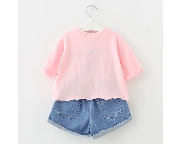 Летние комплекты одежды для маленьких девочек комплект детской футболка + шорты 2