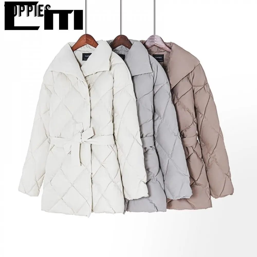 

Toppies Autumn Winter Coat Women Puffer Jacket Korean Ladies Parkas Belt Cotton-padded Outwear