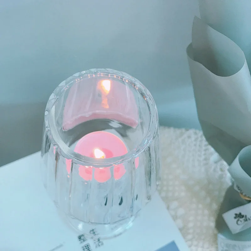 Прозрачный стеклянный подсвечник для ароматерапии настольная лампа в форме